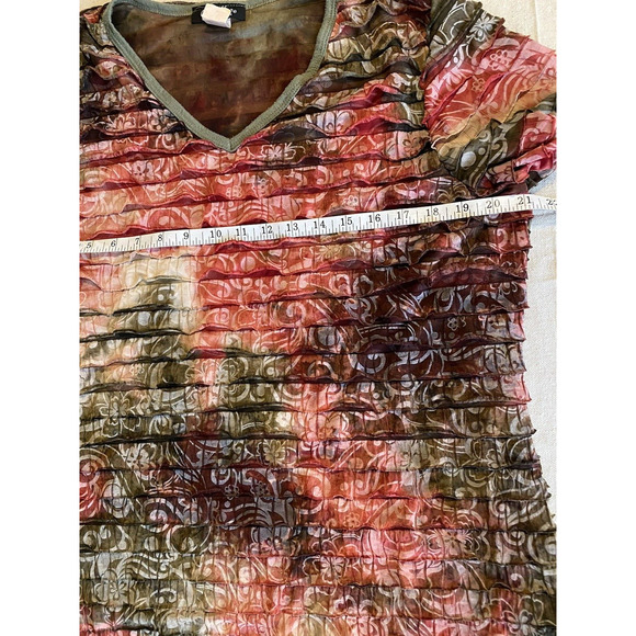 Only Nine Woman Blouse Plus Size 2X VNeck Ruffled Multicolor Boho Pullover Top - Picture 6 of 10